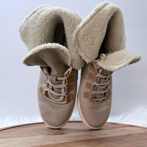 Timberland‎ Shoes Womens Size 7.5 Beige Shearling Lined High Top Winter A1UTJ - Picture 9 of 12